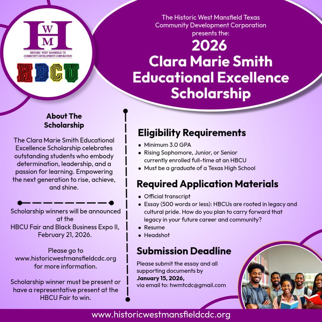 Historic West Mansfield CDC Clara Marie Smith Scholarship